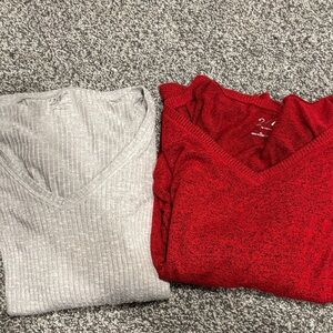 Women's V-Neck Sweater Maurice’s - Red& Gray XL/1X